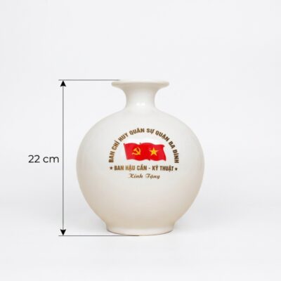 Kích thước Bình Hút Lộc Thuận Buồm Xuôi Gió Men Trắng In Logo NT-HLQT03
