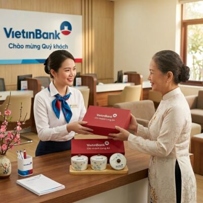 Bộ 3 hũ mứt tròn men kem vẽ đào xanh kèm khay gỗ in logo NT-KMQT04 - Chi tiết 3