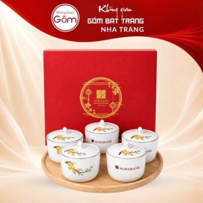 Bộ 5 Hũ Đựng Mứt Tròn Vẽ Hoa Mai Kèm Khay Gỗ In Logo NT-KMQT02 - Ảnh đại diện