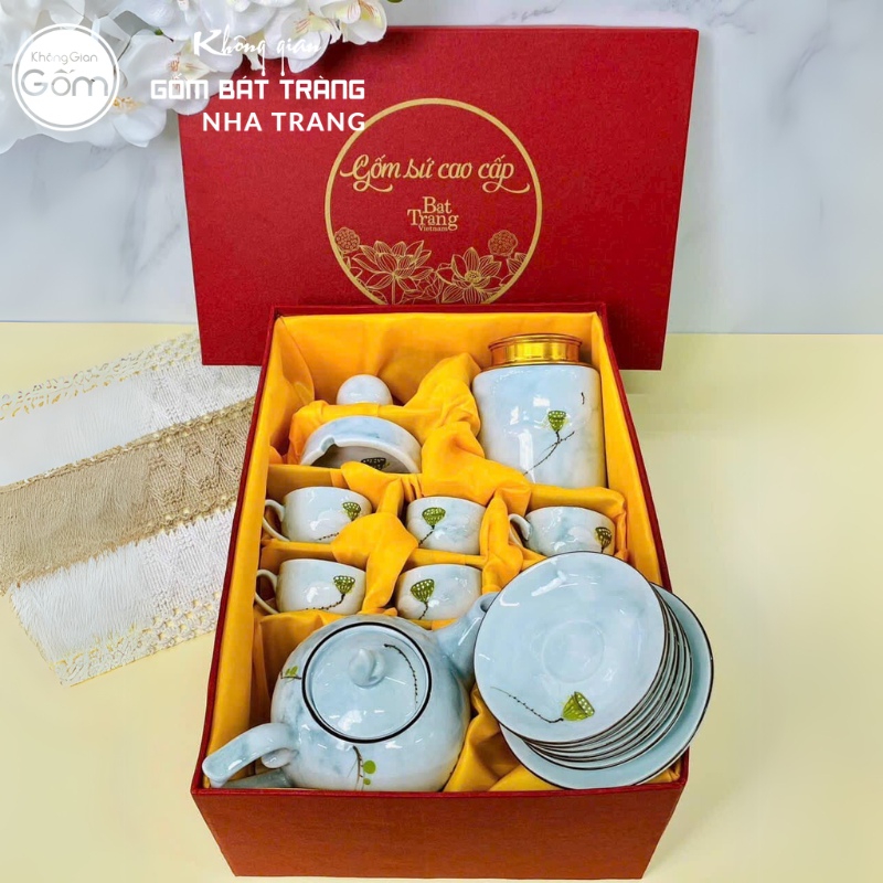 Bộ quà tặng ấm chén Bát Tràng