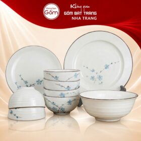 Bộ bát đĩa gia đình 9 món hoạ tiết đào xanh NT-BD03 - Ảnh đại diện