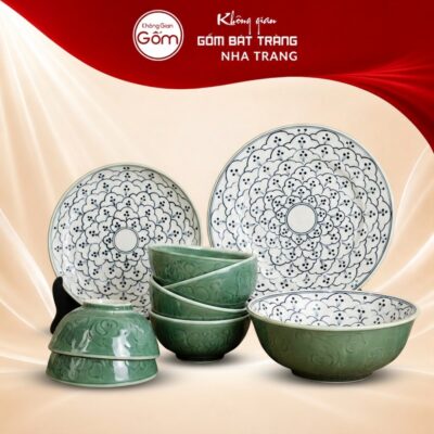 Bộ bát đĩa gia đình 9 món hoạ tiết xanh chuồn lục bảo NT-BD01 - Ảnh đại diện
