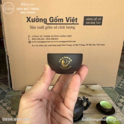 Bộ Trà Tử Sa Bát Tràng Hoa Tiết Cành Đào Nổi In Logo NT-ACQT03 - Chi tiết 3