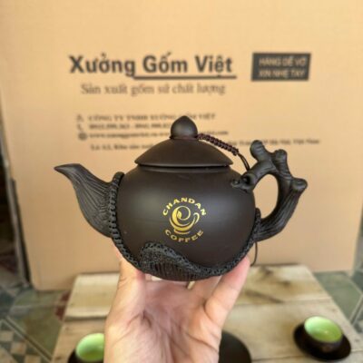 Bộ Trà Tử Sa Bát Tràng Hoa Tiết Cành Đào Nổi In Logo NT-ACQT03 - Chi tiết 1