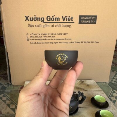 Bộ Trà Tử Sa Bát Tràng Hoa Tiết Cành Đào Nổi In Logo NT-ACQT03 - Chi tiết 3