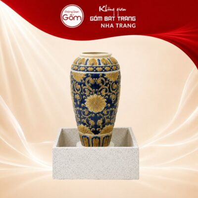 Chum nước men xanh vàng khắc tân cổ điển viền tròn NT-CN04 - Ảnh đại diện