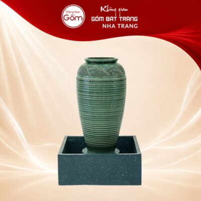 Chum nước tiểu cảnh sân vườn men lục bảo hoạ tiết sọc NT-CN02 - Ảnh đại diện