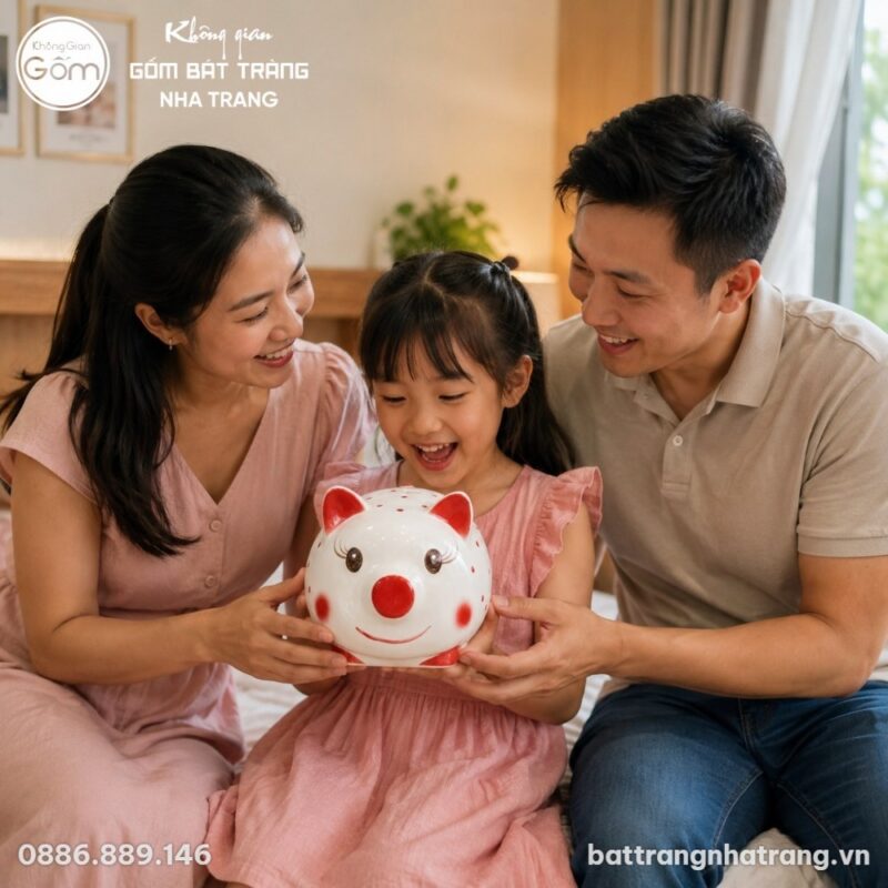 Heo Đất Sứ Bát Tràng Chấm Bi Đỏ May Mắn NT-HD03 - Chi tiết 4