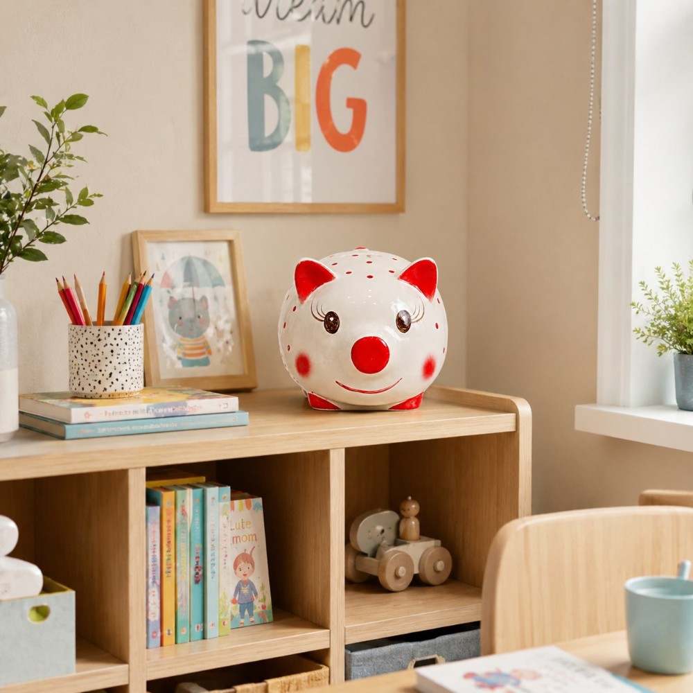 Heo Đất Sứ Bát Tràng Chấm Bi Đỏ May Mắn NT-HD03 - Chi tiết 3