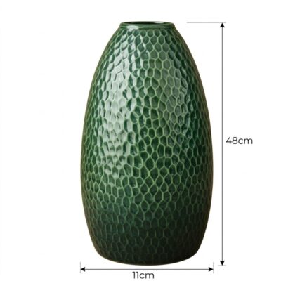 Kích thước Lọ hoa dáng chuông hoạ tiết tổ ong men lục bảo Bát Tràng NT-LH01