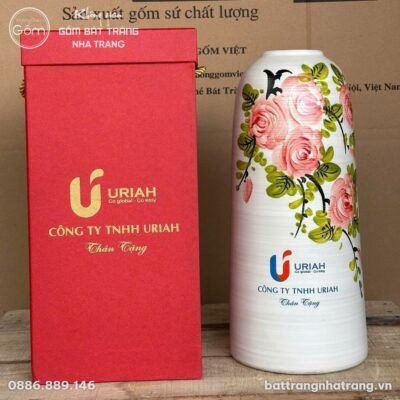 Lọ hoa quà tặng kèm hộp xi lót lụa có quai xách