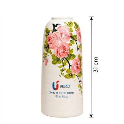 Kích thước Lọ Hoa Dáng Vò Men Xước Vẽ Hoa Hồng In Logo NT-LHQT01