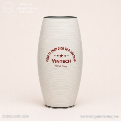 Lọ Hoa Gốm Sứ Men Xước Vẽ Mộc Lan In Logo NT-LHQT02 - Chi tiết 1