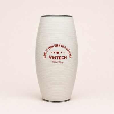 Lọ Hoa Gốm Sứ Men Xước Vẽ Mộc Lan In Logo NT-LHQT02 - Chi tiết 1