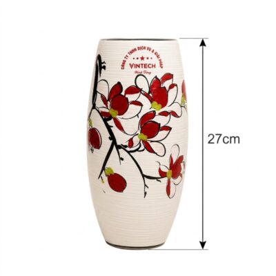 Kích thước Lọ Hoa Gốm Sứ Men Xước Vẽ Mộc Lan In Logo NT-LHQT02