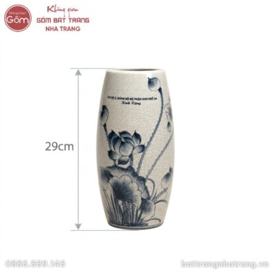 Kích thước Lọ Hoa Men Rạn Dáng Bom Họa Tiết Hoa Sen Quà Tặng Đảng Bộ NT-LHQT04