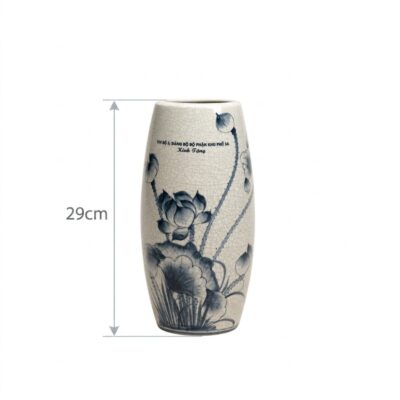 Kích thước Lọ Hoa Men Rạn Dáng Bom Họa Tiết Hoa Sen Quà Tặng Đảng Bộ NT-LHQT04