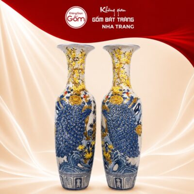 Lộc bình men rạn đắp nổi hoạ tiết công đào NT-LB02 - Ảnh đại diện