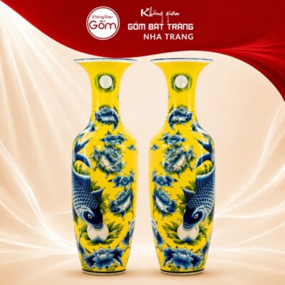 Lục bình men lam vàng hoạ tiết sen chép vẽ tay NT-LB01 - Ảnh đại diện