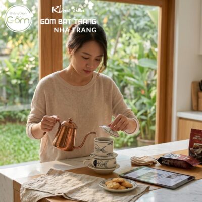 Phin pha cà phê vẽ đàn cá