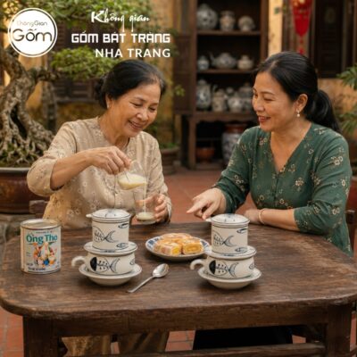 Phin pha cà phê vẽ đàn cá