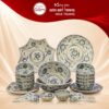 Bộ bát đĩa gia đình 22 món men rạn hoạ tiết cúc đen NT-BD08