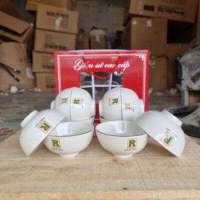 Bộ 10 Bát Ăn Cơm Sứ Trắng In Logo Quà Tặng Doanh Nghiệp NT-BDQT01 - Chi tiết 1