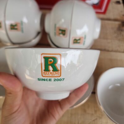 Bộ 10 Bát Ăn Cơm Sứ Trắng In Logo Quà Tặng Doanh Nghiệp NT-BDQT01 - Chi tiết 2