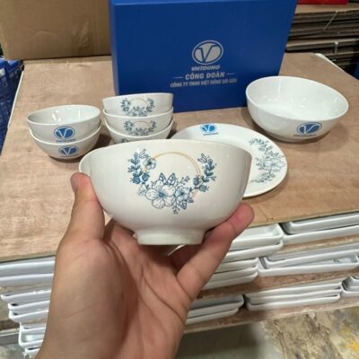 Bộ Bát Đĩa In Logo Vietdung Quà Tặng Doanh Nghiệp Bát Tràng NT-BDQT05 - Chi tiết 2