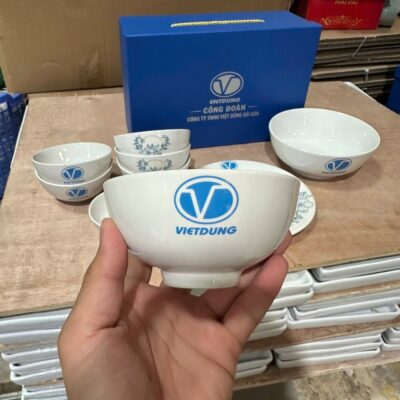 Bộ Bát Đĩa In Logo Vietdung Quà Tặng Doanh Nghiệp Bát Tràng NT-BDQT05 - Chi tiết 4