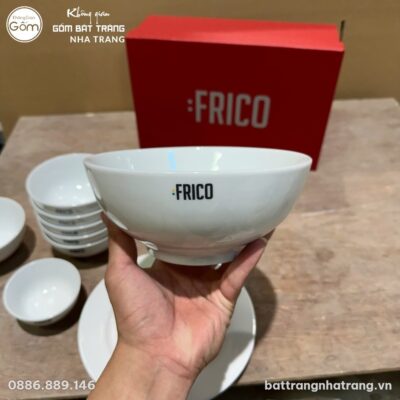 Bộ Bát Đĩa Sứ Trắng Bát Tràng In Logo FRICO Kèm Hộp NT-BDQT02 - Chi tiết 3
