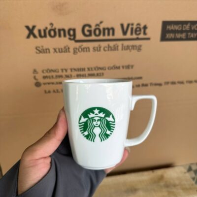 Bộ Quà Tặng Ly Sứ Trắng Bát Tràng In Logo Starbucks NT-CSQT04 - Chi tiết 1