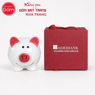 Heo Đất Tiết Kiệm In Logo Sứ Trắng Tai Hồng Đáng Yêu NT-HDQT05 - Chi tiết 6