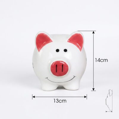 Kích thước Heo Đất Tiết Kiệm In Logo Sứ Trắng Tai Hồng Đáng Yêu NT-HDQT05