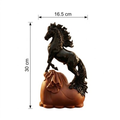 Kích thước Tượng cát mã phú quý gốm mộc đen phối nâu cao 30cm NT-TN04