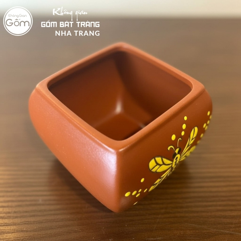 Bộ 3 hũ đựng mứt gốm sứ Bát Tràng họa tiết thổ cẩm NT-KM01 - Ảnh 4