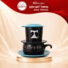 Bộ phin pha cafe quà tặng gốm sứ in logo màu đen nắp xanh dương NT-BPCF07 - Ảnh đại diện