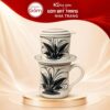 Bộ phin pha cafe quà tặng gốm sứ in logo men kem hoạ tiết lá khoai chuồn chuồn NT-BPCF05 - Ảnh đại diện