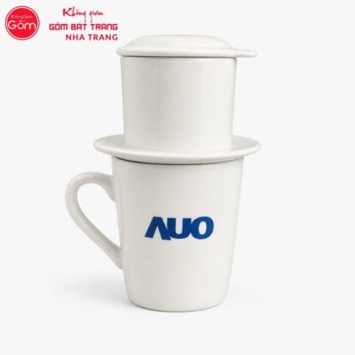 Bộ phin pha cafe quà tặng gốm sứ in logo men sứ trắng NT-BPCF04 - Chi tiết 1