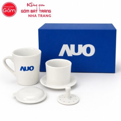 Bộ phin pha cafe quà tặng gốm sứ in logo men sứ trắng NT-BPCF04 - Chi tiết 3