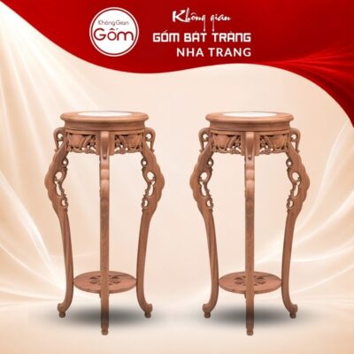 Cặp đôn gỗ mặt tròn chân cong chạm trổ tân cổ điển NT-ĐG06 - Ảnh đại diện