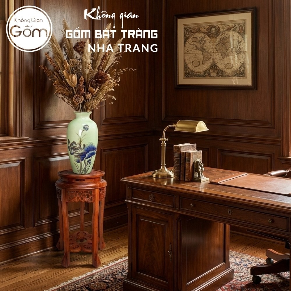 Cặp đôn gỗ mặt tròn dáng cao ngũ túc mâm đáy chạm khắc hoa mai NT-ĐG05 - Chi tiết 6