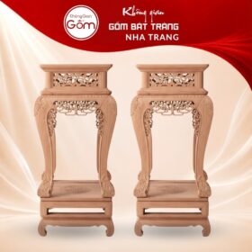 Cặp đôn gỗ mặt vuông dáng cao chân quỳ đế hộp chạm lọng chữ Thọ NT-ĐG03 - Ảnh đại diện