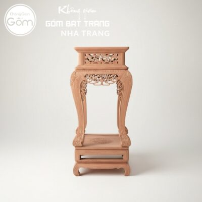 Cặp đôn gỗ mặt vuông dáng cao chân quỳ đế hộp chạm lọng chữ Thọ NT-ĐG03 - Chi tiết 1