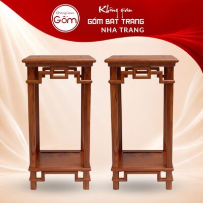 Cặp đôn gỗ mặt vuông dạng trụ thẳng dạ chạm triện tầng đáy đặc NT-ĐG02 - Ảnh đại diện