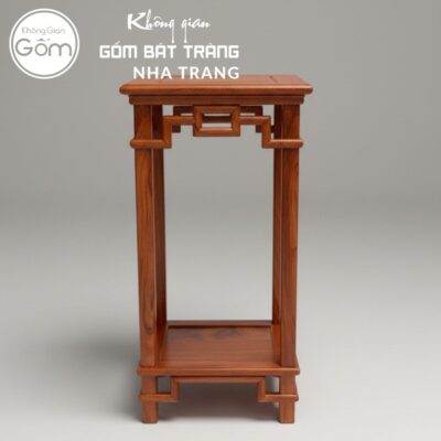 Cặp đôn gỗ mặt vuông dạng trụ thẳng dạ chạm triện tầng đáy đặc NT-ĐG02 - Chi tiết 1
