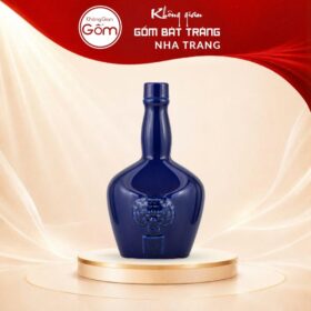 Chai rượu gốm sứ Bát Tràng dáng chivas màu xanh dương khắc phù lân ấn NT-NR02 - Ảnh đại diện