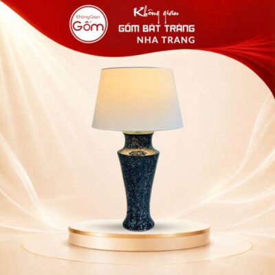 Đèn ngủ để bàn Bát Tràng men hỏa biến tinh vân lam NT-DN01