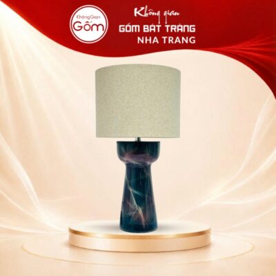 Đèn ngủ để bàn gốm sứ men hỏa biến tím loang cao 49cm NT-DN04