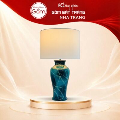 Đèn ngủ để bàn gốm sứ vân ngọc loang hỏa biến cao 61cm NT-DN03